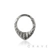 316L SURGICAL STEEL CROCODILE SKIN TEARDROP SEPTUM HINGED SEGMENT HOOP RING